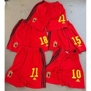 Lot of 5 Royal Belgian FA Home Adidas Football Shorts Boys L / XL Red Drawstring